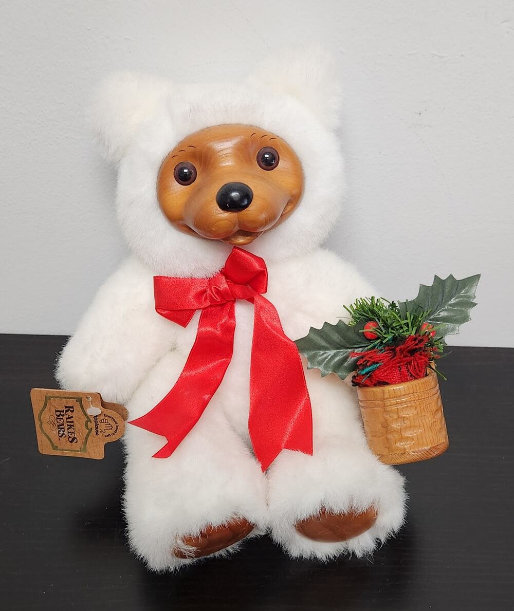 Vintage Robert Raikes Original "51654 Alvin Bear" Wooden Face Doll w/ tags